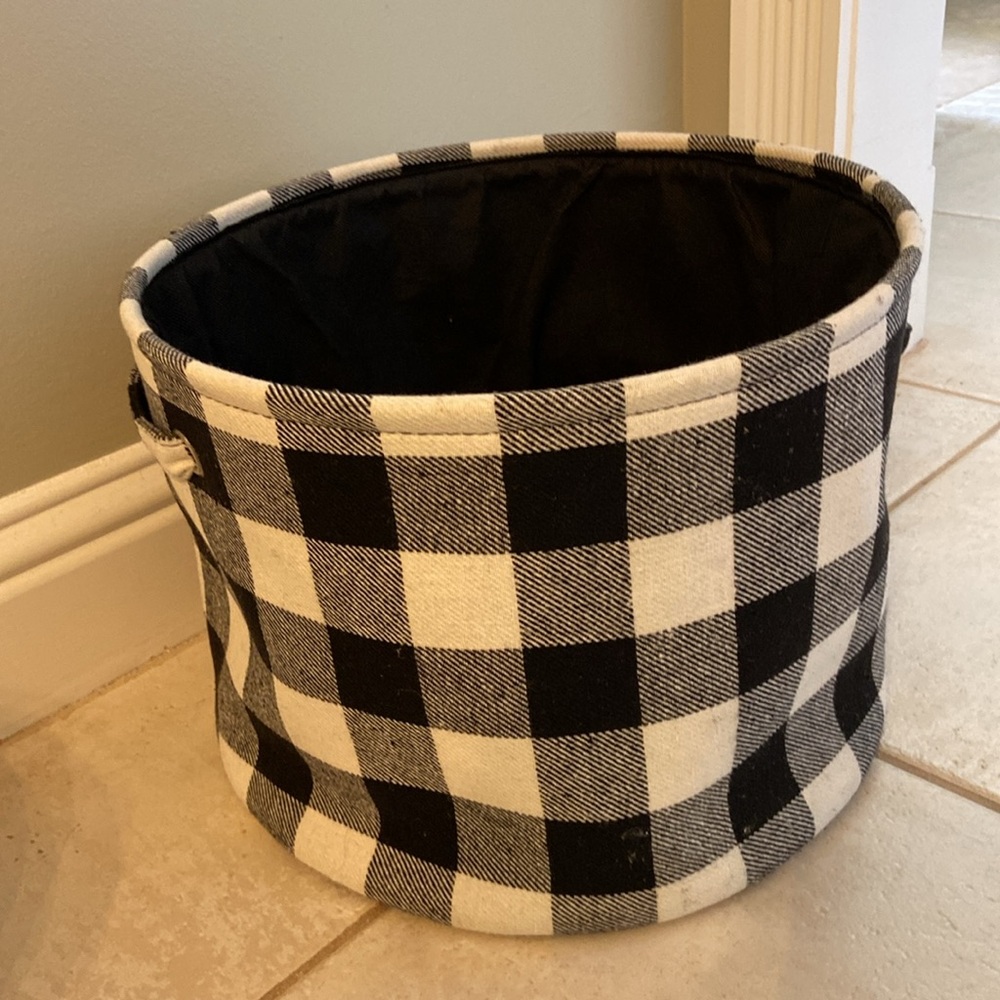 SET/3 Black & White Buffalo Check Soft Sided Nesting Baskets Storage w/ Handles - Picture 6 of 15